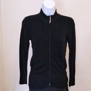 NWT Black Knit Zip-Up Open Front Cardigan Lightweight Ladies Sweater